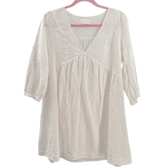 Every white eyelet babydoll women's dress Size Large cottagecore fairy beachy - Picture 1 of 9